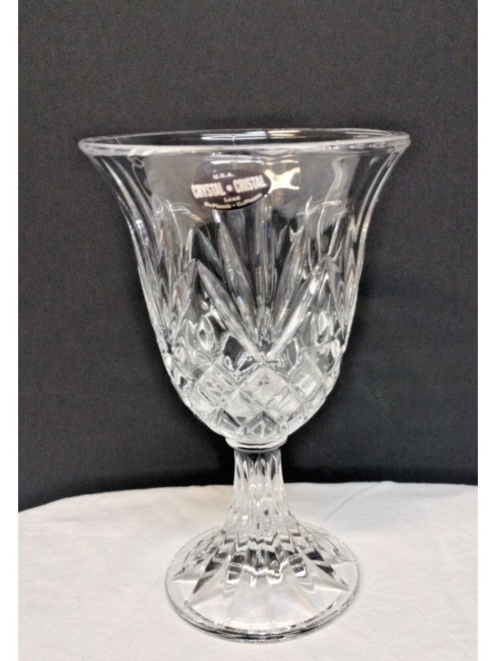 Vintage Lead Crystal Vase Goblet DePlomb, DePlomo Made In USA
